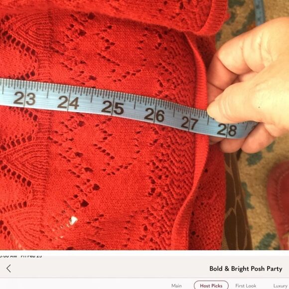 Lucky brand Red knit cardigan with open weave design - Picture 7 of 9
